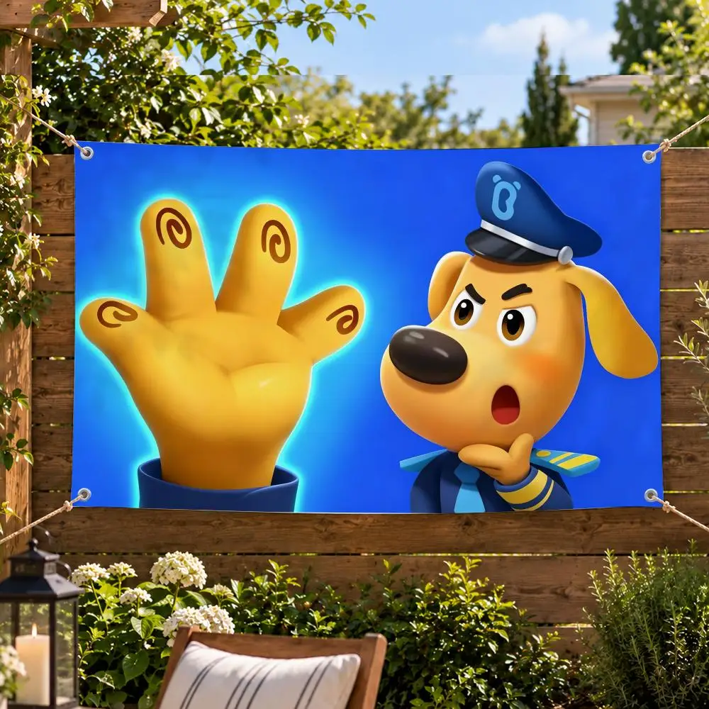 Cartoon Kids Sheriff Labrador Flags Decorative Flag Banner Indoor Outdoor Garden Yard Patio Party Camping Wall Decor Gift