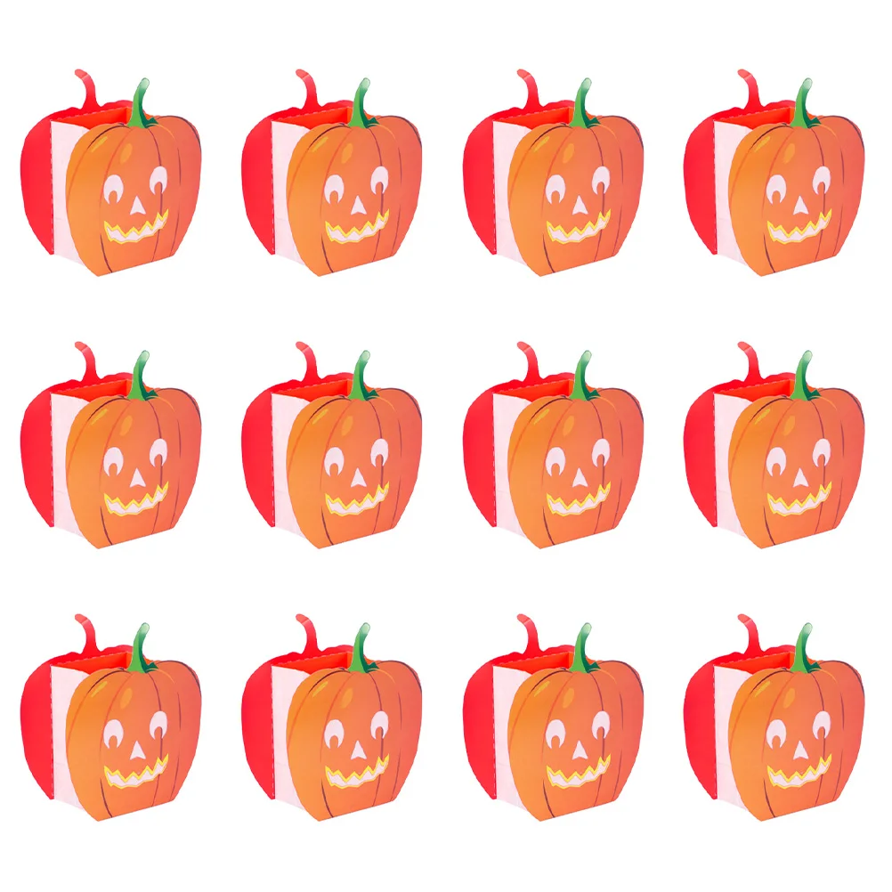 

12pcs Pumpkin Flame Retardant Paper Lantern Decor Hollow Themed Bag Halloween Party DIY Reusable Recyclable Non