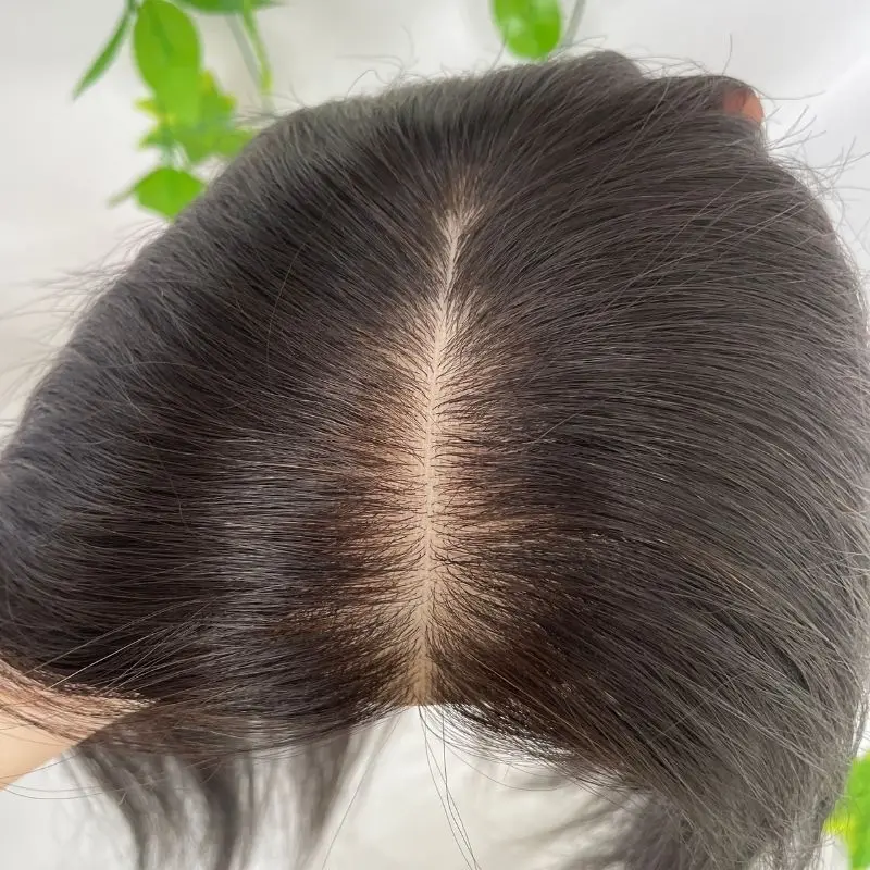 Pwigs 13x15 cm Silk Base Thin Skin Topper For Women 100%  Human Hair Piece For Women Clip In Topper Hand-made Toppee Hair System