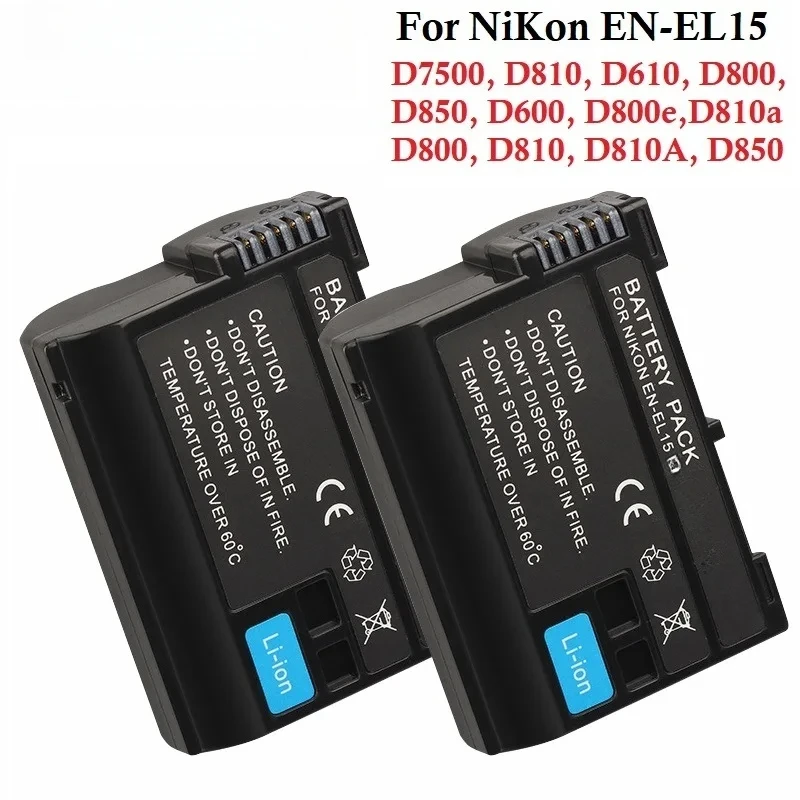 FOR Nikon Z5 Z6 Z7 D7100 D7200 D7500 D850 D750 D7500 D810 D500 D600 2550mAh EN-EL15 ENEL15 EN EL15 CAMERA BATTERY