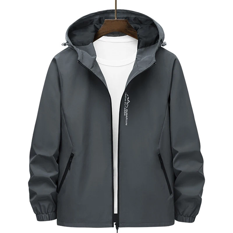 

2023 New Men Spring Autumn Fashion Casual Outdoor Sport Windproof Breathable Jacket Coats Men Solid Color Hooded Stamp Jacket