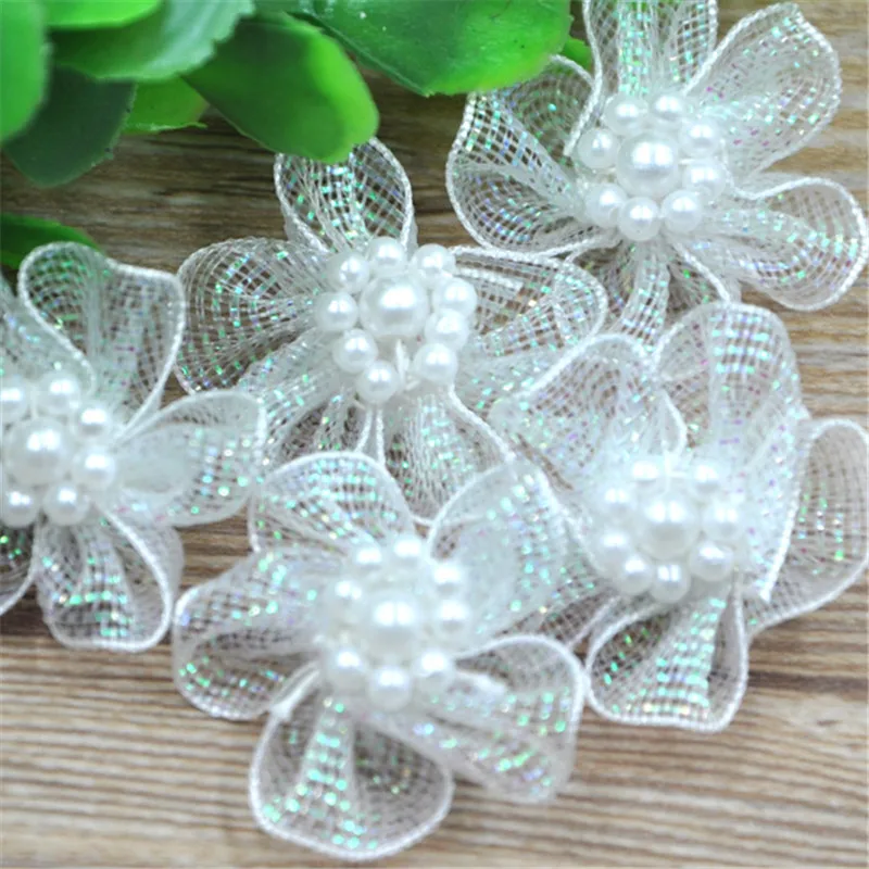 10 pcs Organza Bowknots Headwear Material Rosette DIY Hair-bow Garment Sewing Accessories A011