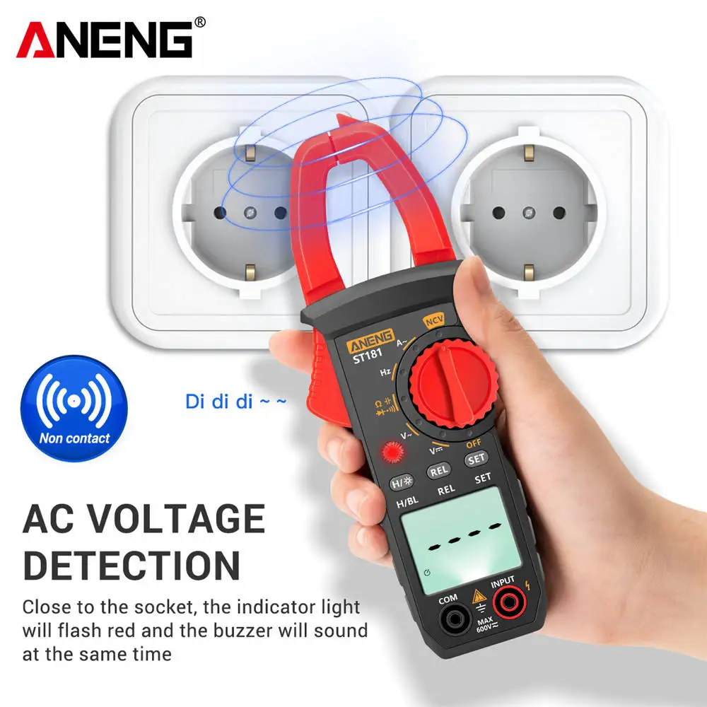 

ANENG ST181 Clamp Meter Digital Multimeter DC/AC Current 4000 Counts Ammeter Voltage Tester Car Amp Hz Capacitance NCV Ohm Test