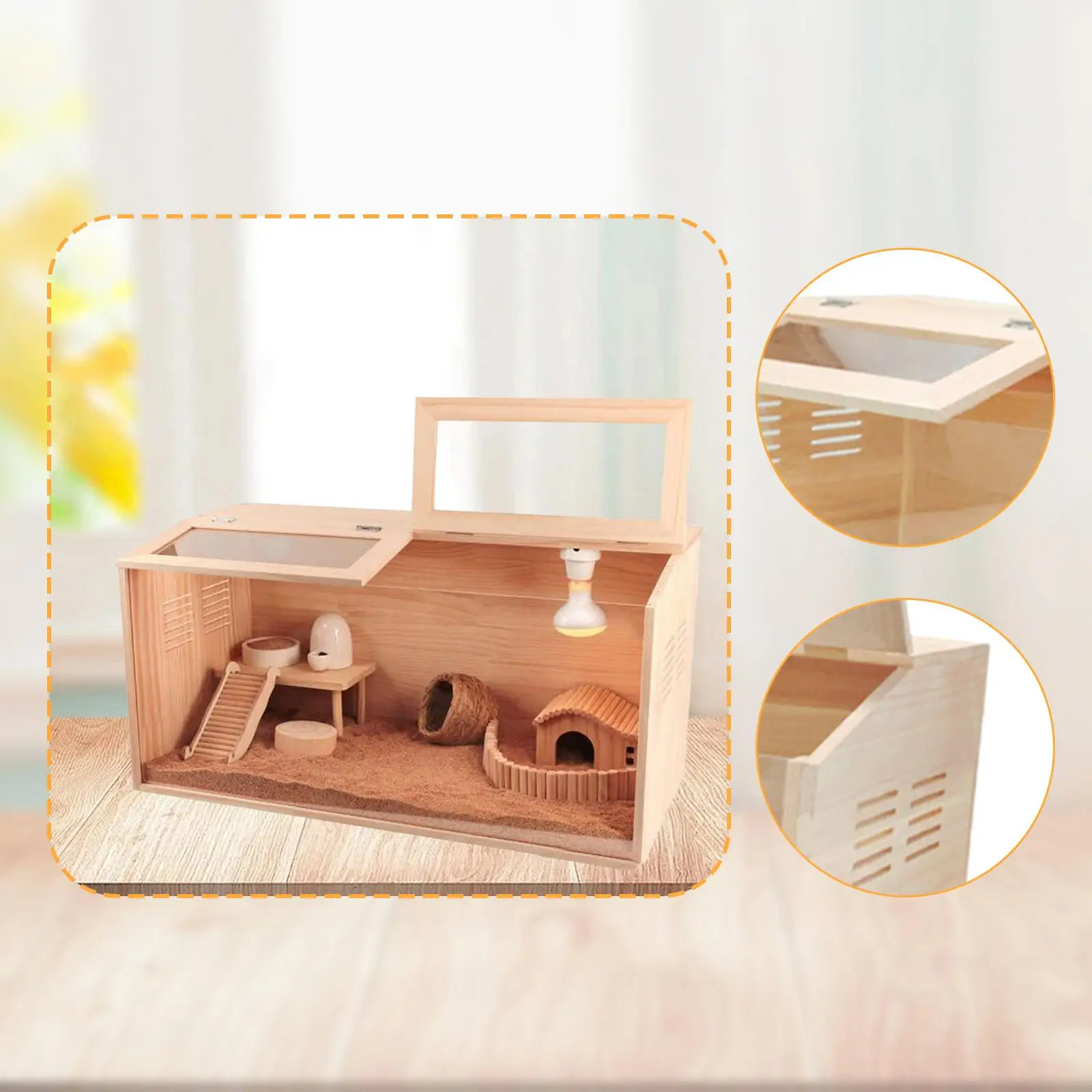 

Chicken Brooder Box with Double Doors Wooden Chick Breeding Cage Animal Playpen Bird Cage Accessories for Small Pets