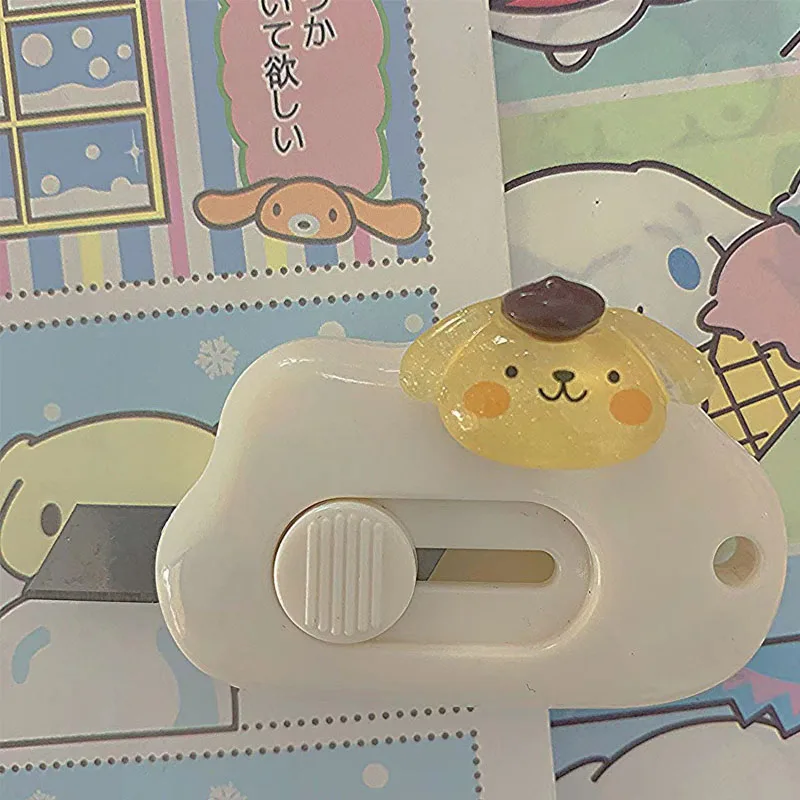 Sanrio Cartoon Paper Cutter Simple Creative My Melody Pochacco Kuromi Pom Pom Purin Mini Girl Heart Office Stationery Knives