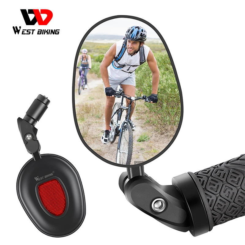 WEST BIKING Bike Rearview Mirror MTB Road Bicycle Handlebar Mirror Wide Angle 360 Rotation Adjustable Cycling Rear View Mirror