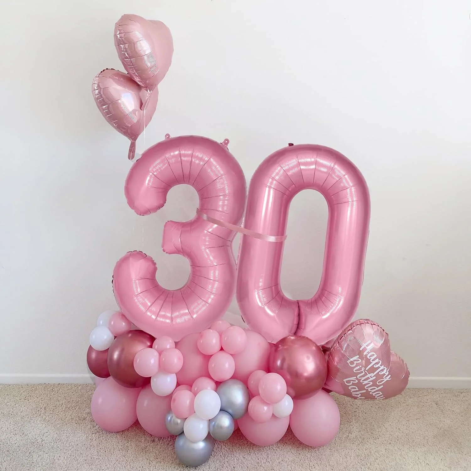 40inch Pearl Pink Number Balloon Large Number Foil Balloons for Princess Birthday Party Decoration Girl Baby Shower Wedding Deco