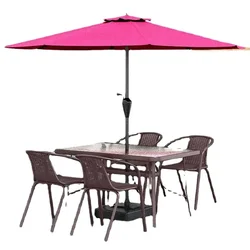 Outdoor sunshade umbrella table and chair combination outdoor courtyard villa garden table and chair three piece set coffee