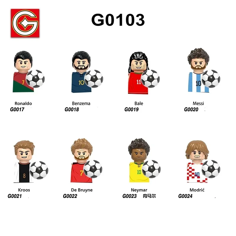 8/9-teilige Sets Berühmte Basketball- und Fußballspieler Bausteine Sets Fußball-Actionfiguren Bausteine Spielzeug Weihnachtsgeschenke