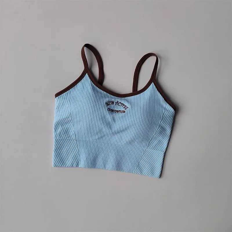 Femmes respirant Sport soutien-gorge Fitness hauts Gym haut court brassière Push Up Camisole Sport soutiens-gorge gymnastique haut d'entraînement lettre Yoga soutien-gorge \]po