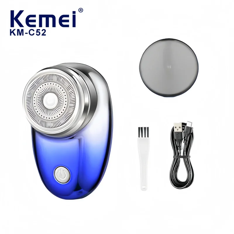 

Kemei KM-C52 Mini Portable Electric Shaver, Double Ring Blade Net, USB Charging, Men's Beard Trimmer.