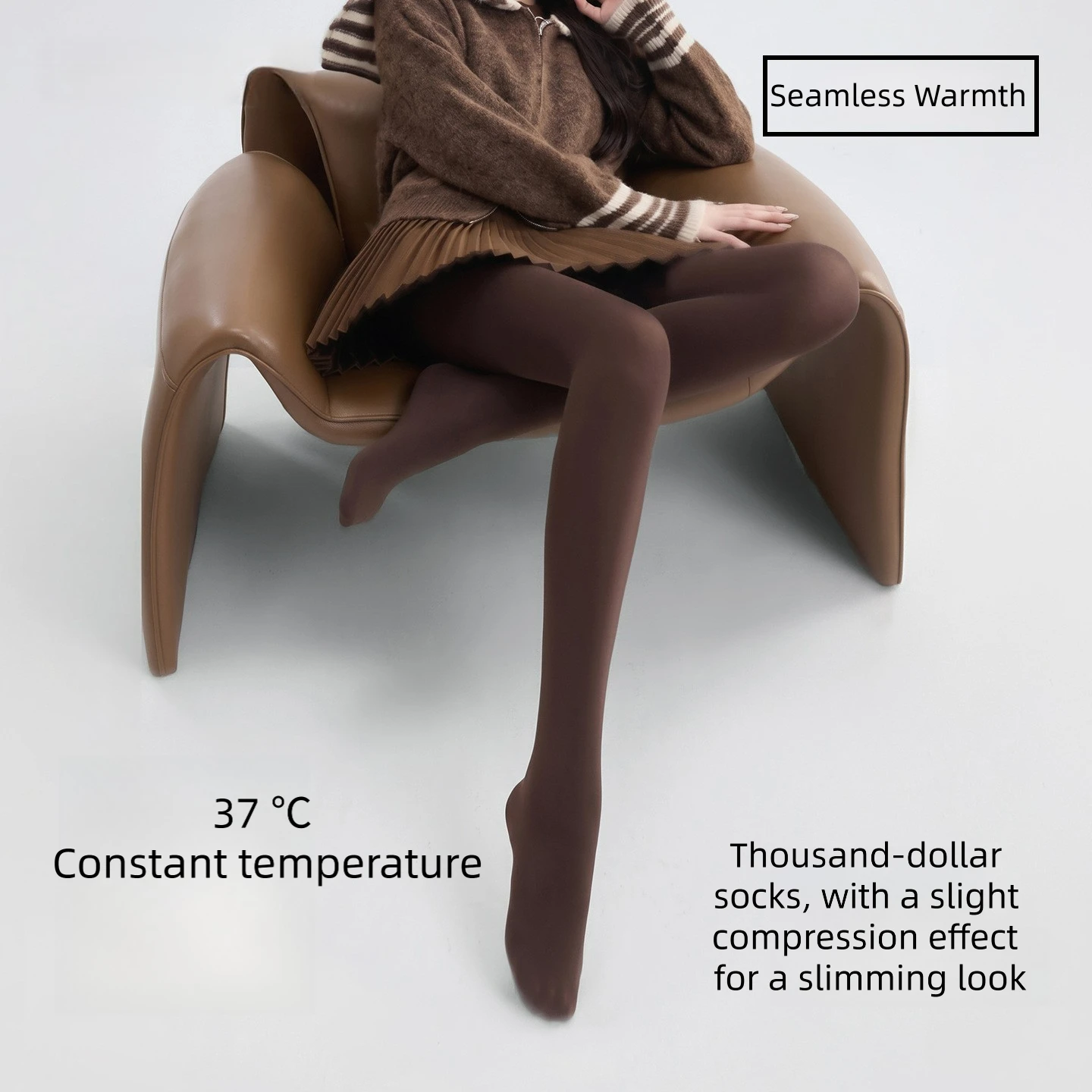 New Coffee Color Autumn Winter Warm Pantyhose High Waist Hip Lift Tummy Control Slimming Pressure Leggings Outerwear Base Layer