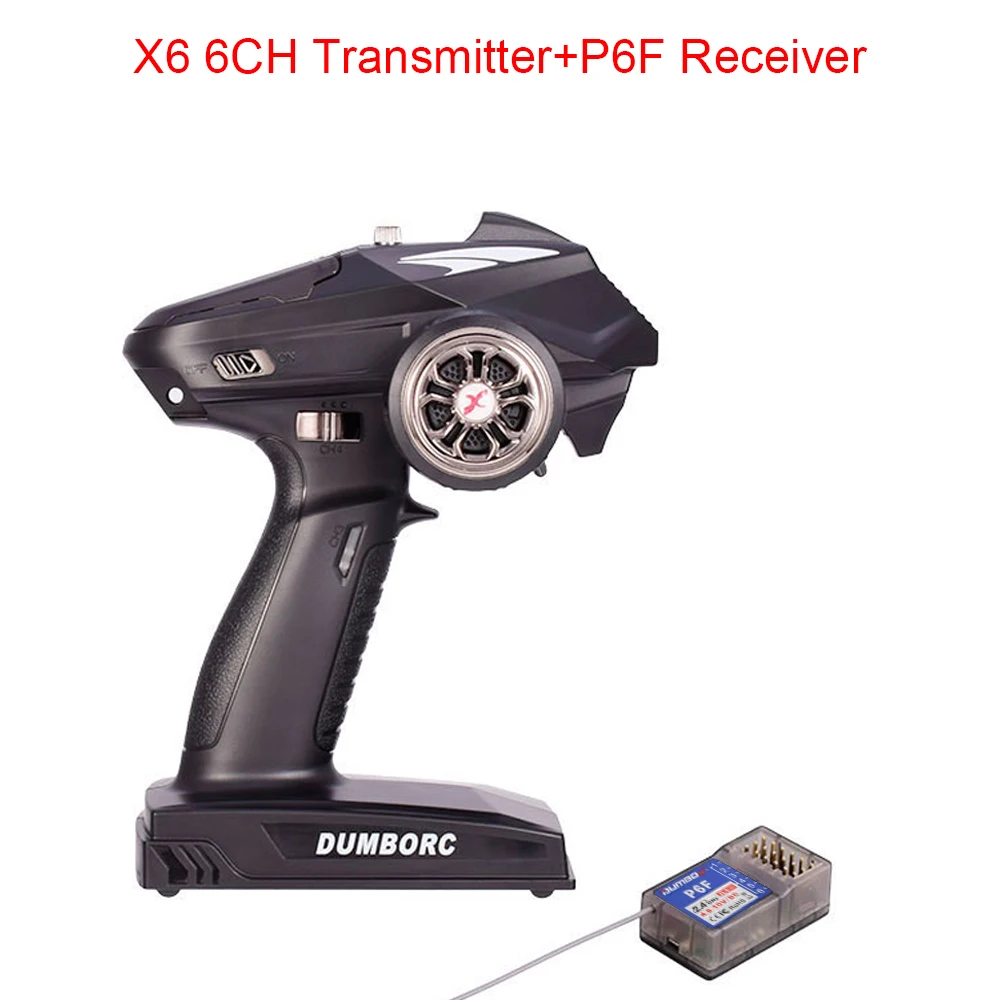 DUMBORC Zender Afstandsbediening 2.4G 6CH X6 met P6FG Gyro Ontvanger LED Lichtset voor 1/10 1/8 Crawler Axial SCX10 RC Auto
