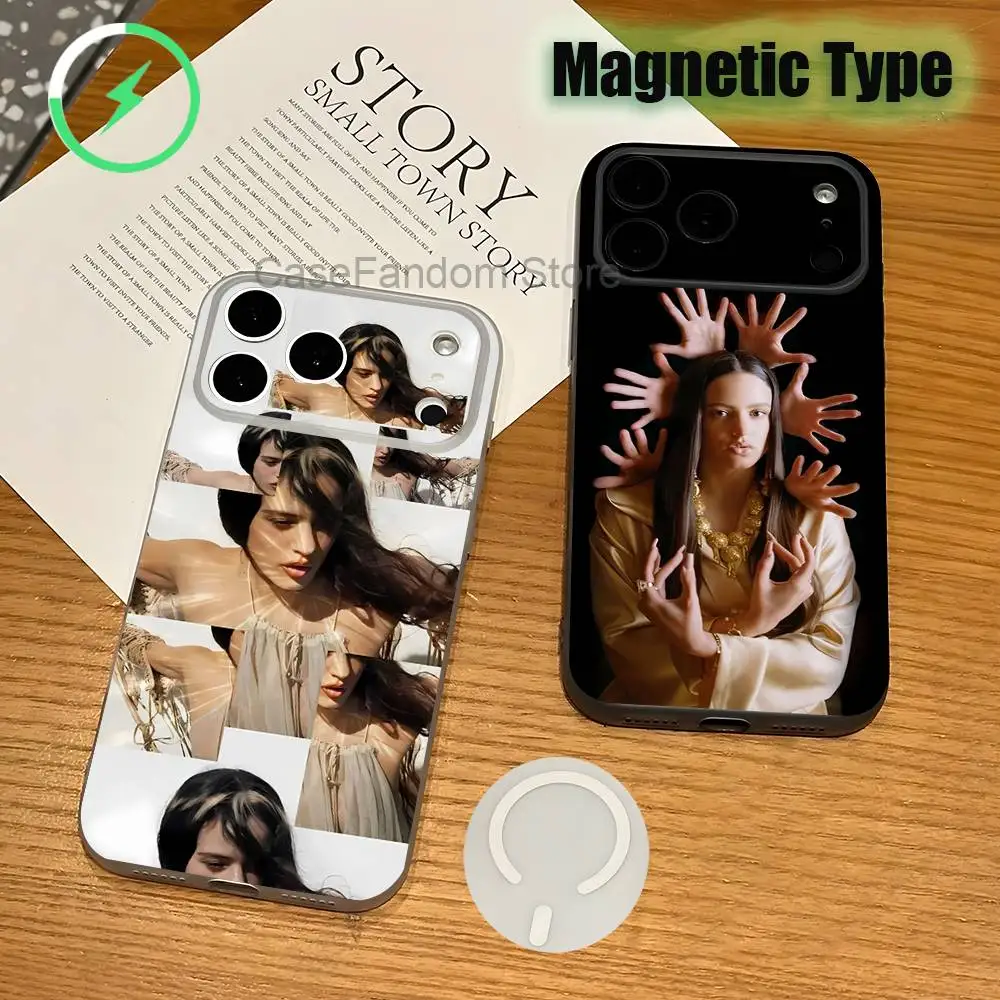

R-Rosalia Lux RR Motomami Magnetic Wireless Charging Transparent White Phone Case For iPhone 17,16,15,14,13,12,11,Pro,Max,Plus