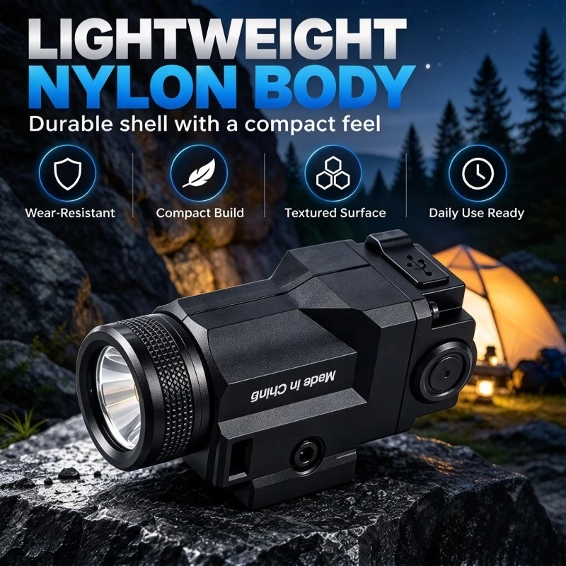 Nylon Rail Mount LED Lamp With Built-in Battery, USB Charging, Compatible 20mm Rail, Outdoor Night Toy Accessory