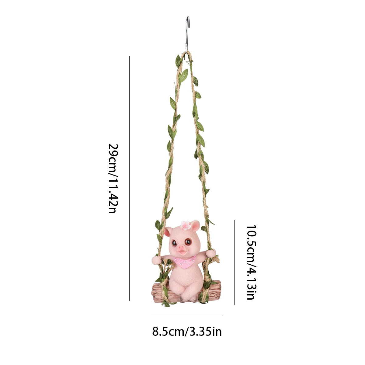 Outdoor Courtyard Balcony Garden Decoration Pig Swing Pendant Horticultural Landscape Layout Resin Creative Ornaments -1PCS