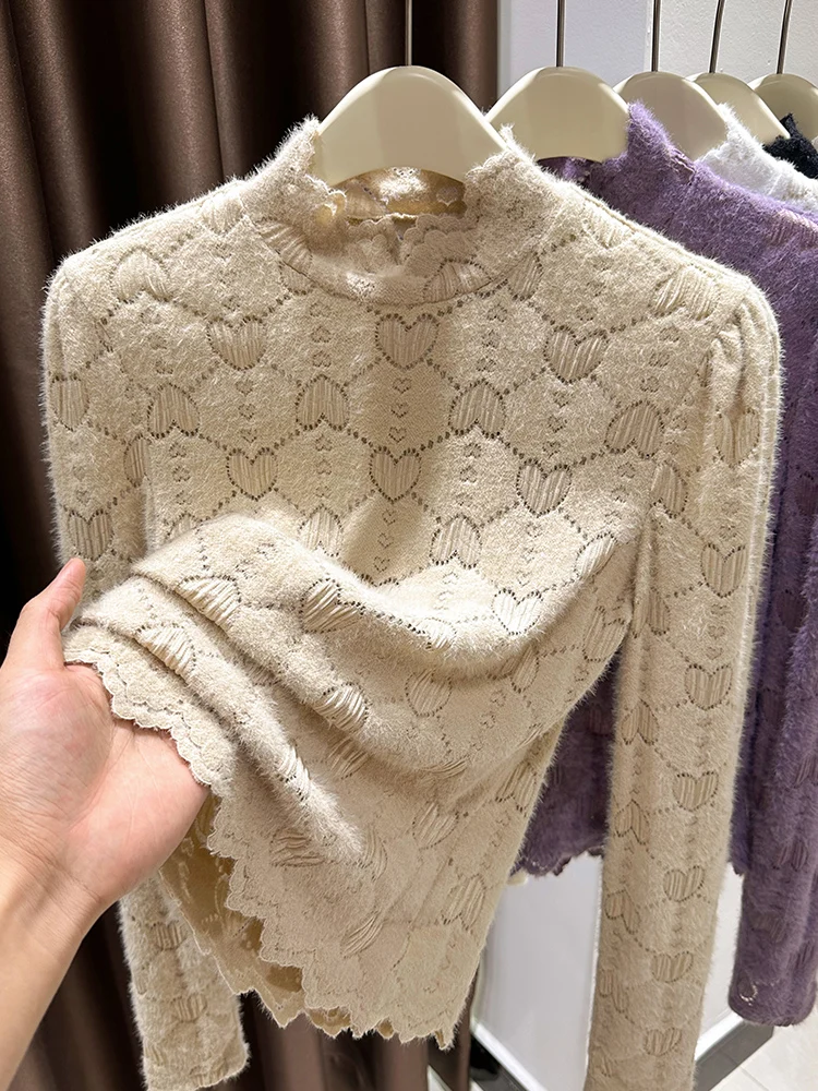 

Женский облегающий волнистый топ с воротником-стойкой и воротником-стойкой, высококачественный сенсационный топ в Корейском стиле