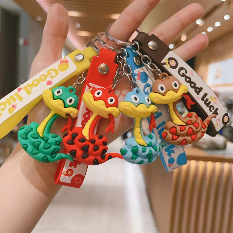 Creative Snake Pendant Keychain Cute Cartoon Zodiac Snake Year Lucky Pendant Backpack Hanging Decoration Accessories Gifts