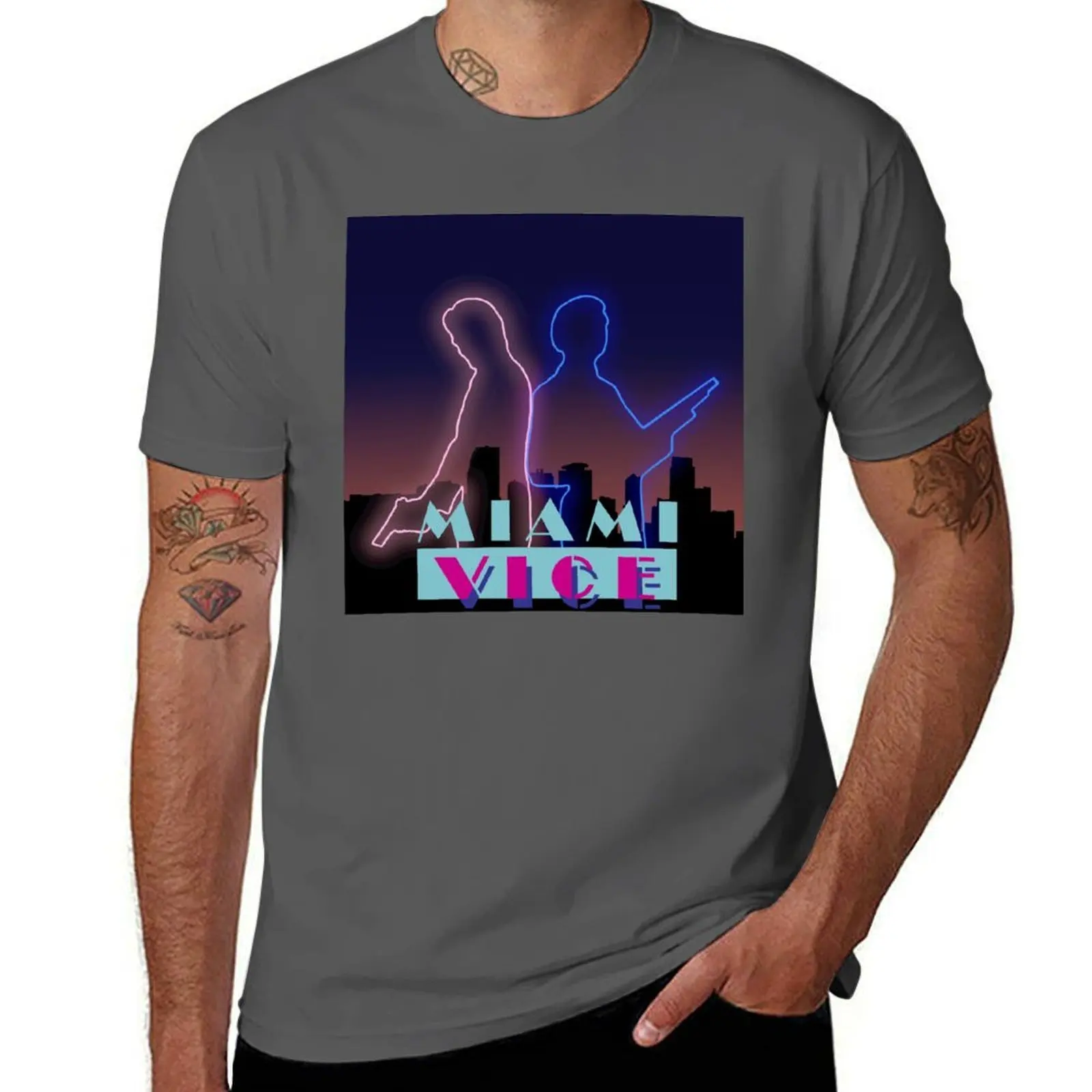 Neon Vice Miami T-Shirt Active Sports Short Sleeve Cotton Shirt
