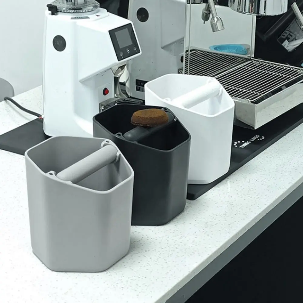 

Rubber Handle Hexagonal Coffee Knock Box Large Capacity Silent Coffee Dreg Bucket Nonslip Base Plastic Coffee Grounds Bucket