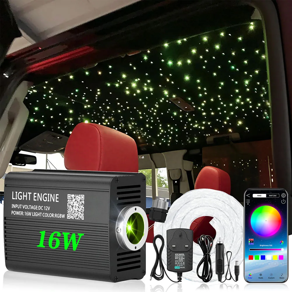 

RGBW 16W Twinkle Fiber Optic Star Ceiling Lights Kit Car Roof Star Light Bluetooth app Music Car Starry Sky Ceiling Lamp
