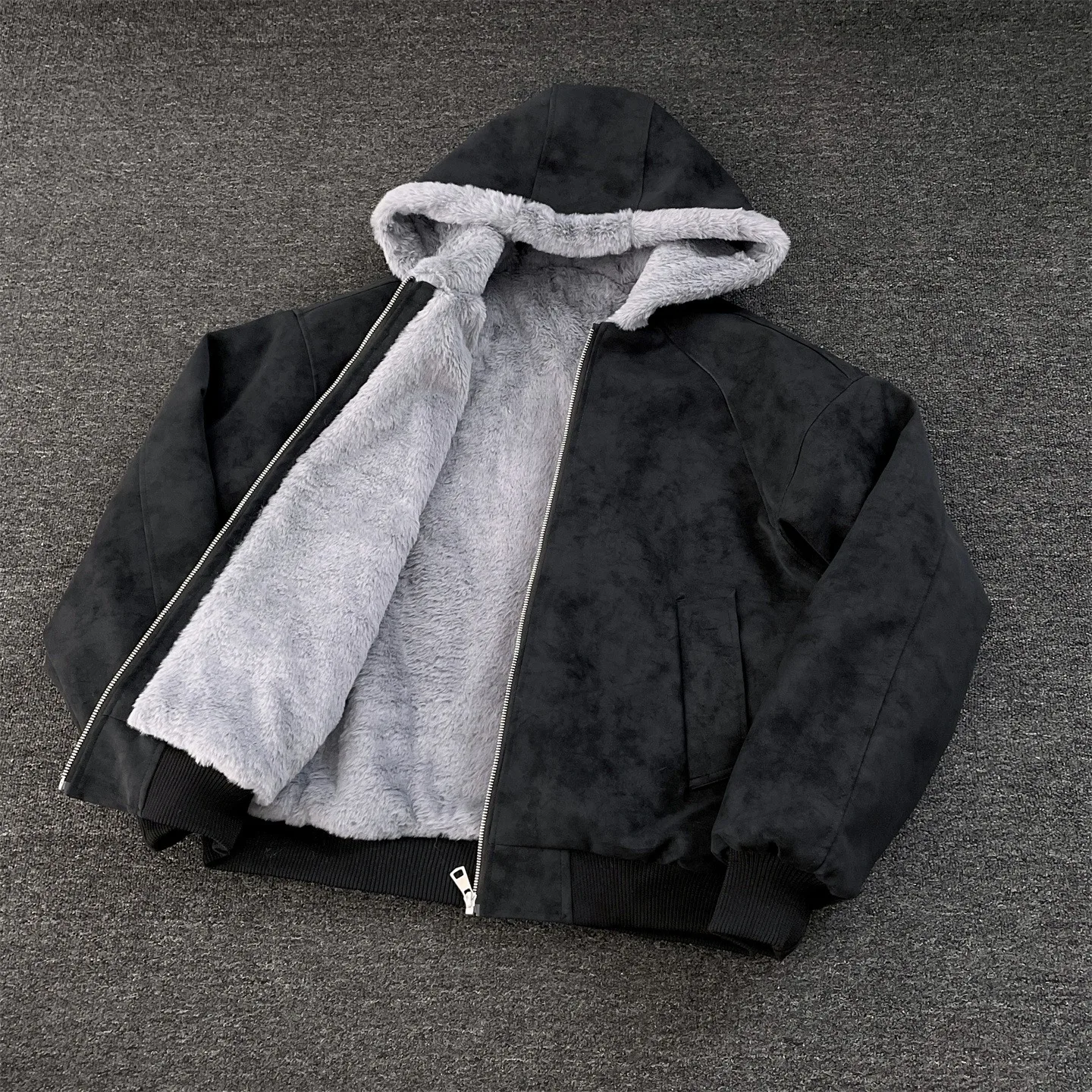 

Men's Thickened Fleece Lined Hooded Leather Jacket Cotton Coat Warmth Assurance Large Size Autumn Winter American Style