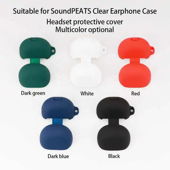 Case for SoundPEATS Clear Protective Cover ring Anti-fall Soft Silicone Wireless Bluetooth Earbuds Shell Carrying