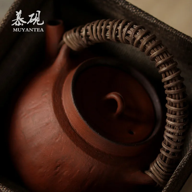 Mutaoy Japanese-Style Rattan-Woven Teapot With Handle, Kettle For Boiling Water, Guanshan Electric Ceramic Stove Tea Maker,