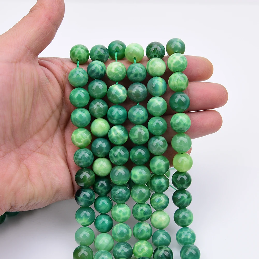 APDGG 12mm Natural Green Chalcedony Agates Smooth Round Loose Beads 15.4'' Strand Jewelry Making DIY