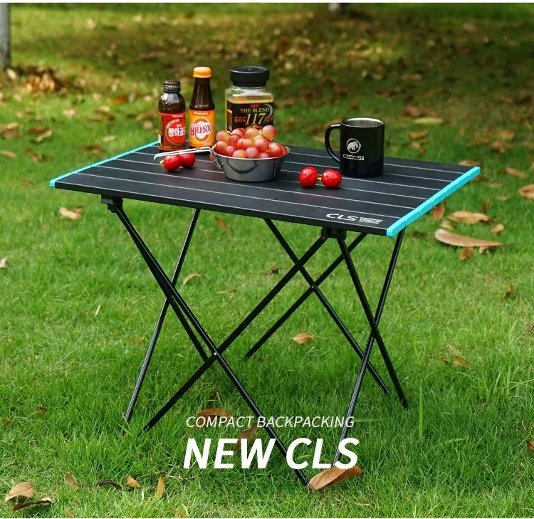 Outdoor Folding Mini Table Portable Aluminum Camping BBQ Desk with Storage Basket Hidden Waterproof Pocket Organizer Hanging Bag