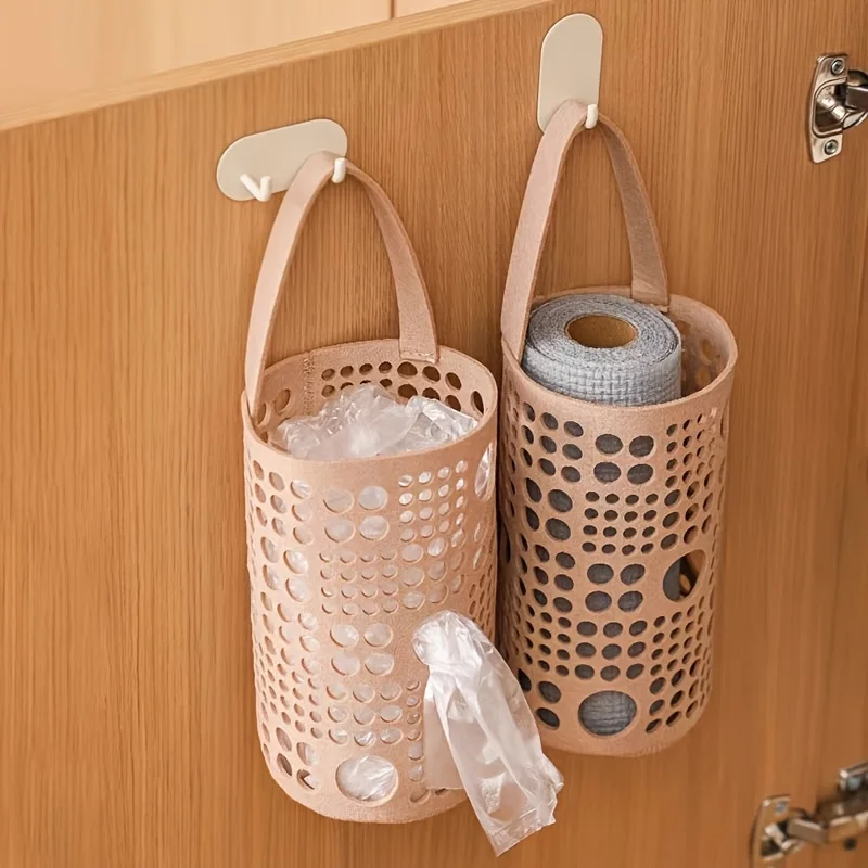 

Japanese Minimalist Hanging Bag Organizer - 1pc Multi-Room Storage for Kitchen Bags & Shopping Bags | Foldable & Non-Slip Design