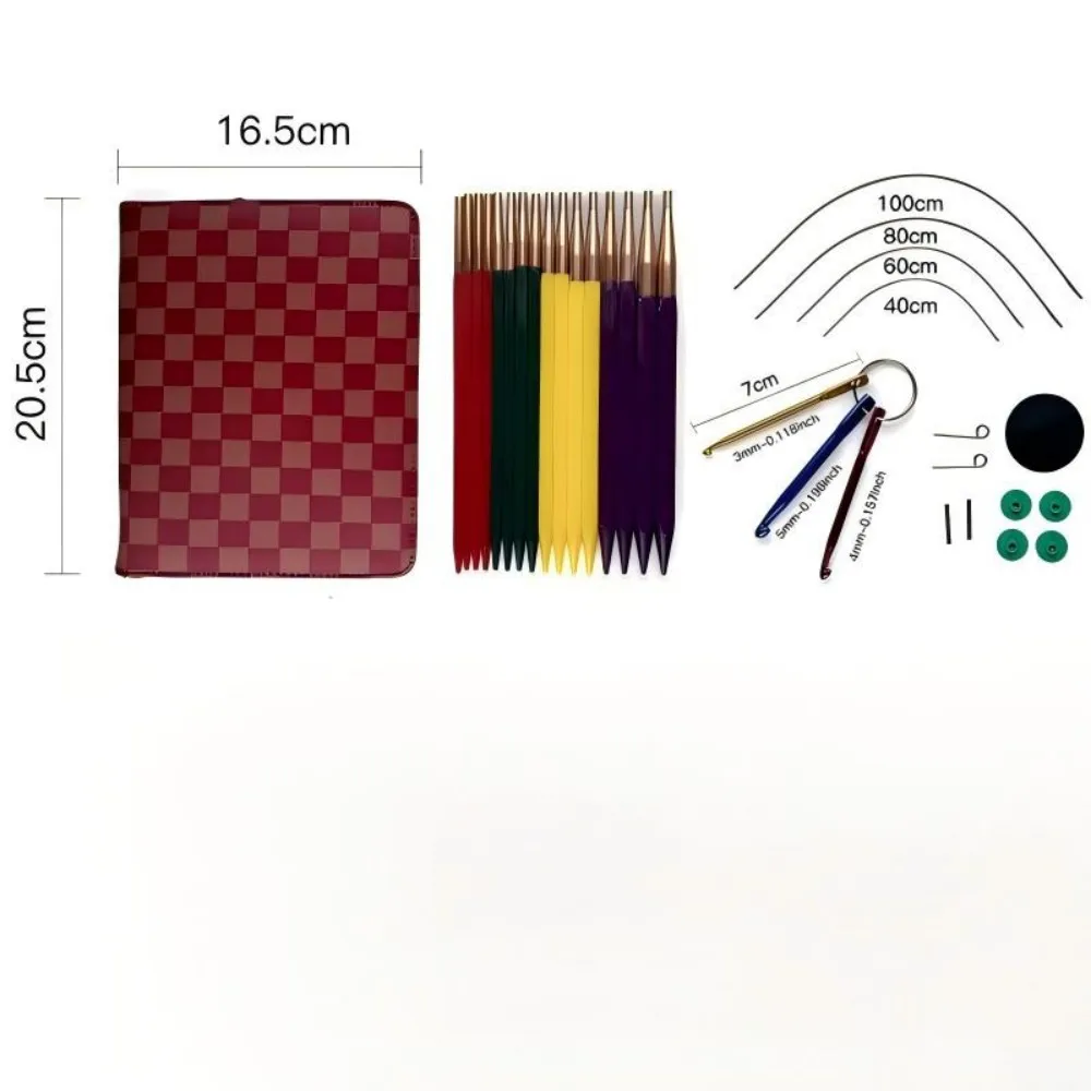 Square Circular Knitting Needles 8 Pairs 12cm Polycarbonate Tips Knitting Kit Storage Pouch Hand Knitting Diy Wool Craft Tools