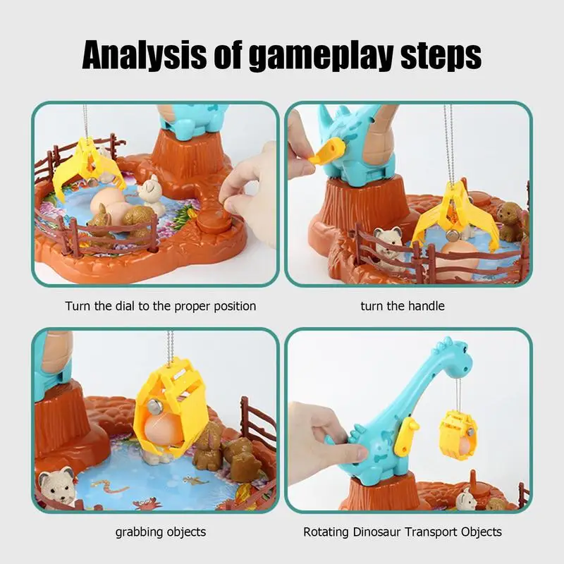 Mini Claw Machine Dinosaur Grabbing Game Cartoon Claw Catch Fishing Toy Crane Machines Funny Board Games For Kids Christmas Gift