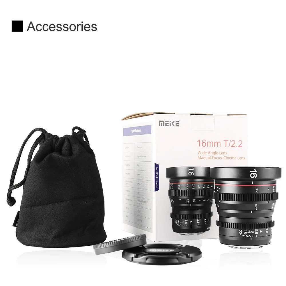 Meike-عدسة Cine ذات زاوية عريضة للتركيز اليدوي ، كاميرا تركيب ، تناسب أوليمبوس ، باناسونيك لوميكس ، M4 ، 3 ، MFT ، BMPPCC ، 4K ، 16 مللي متر ، T2.2