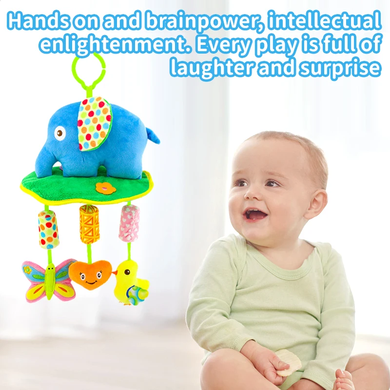 Sensory Soft Animal Hanging Handbells Rattles Toys Babies 0-6 Months Newborn Crib Toys Teether Car Seat Toys Toddlers Gifts