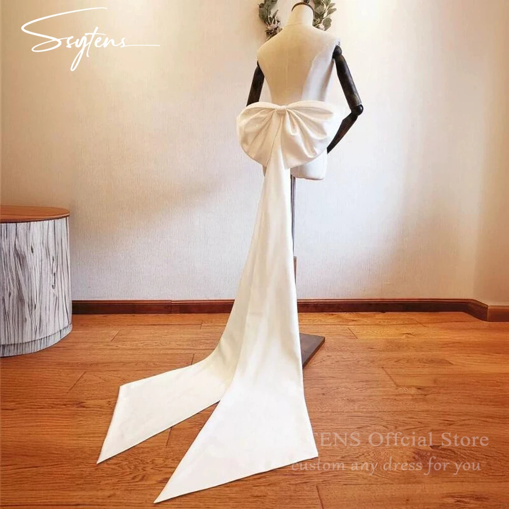 

Seperate Satin Big Bow Wedding Dresses Knots Accessories Bridal Gowns Removeable Prom Party Dresses Knots Long Drag Customized