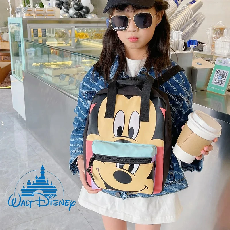 

Disney Mickey Boys Girls Backpack Cartoon Minnie Donald Duck Pattern Print Bag Anime Kindergarten Baby School Bags Kid Bag Gifts