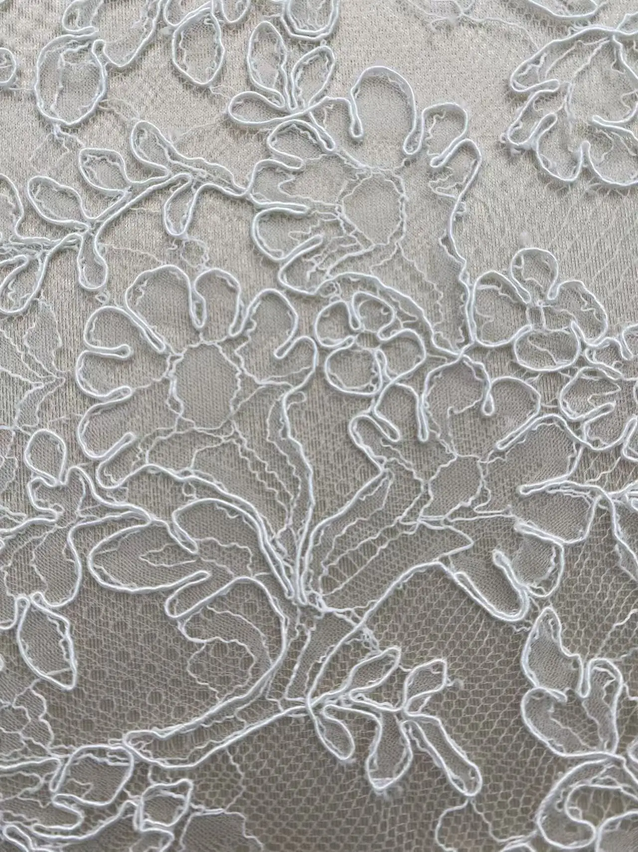 Ivory Corded Floral Alencon Lace Fabric by The Yard for Bridal Gown, Wedding Dress, DIY Sewing, Bridal Lace with Salloped Edge