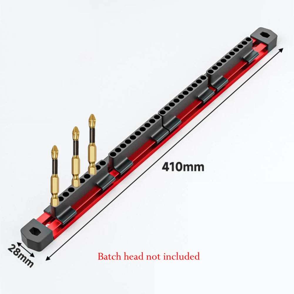 Magnetic Screwdriver Bit Organizer Rack 40 Holes Aluminum Alloy Storage Holder For 6.35mm Drill Bits Space Saving Tool Box Acces