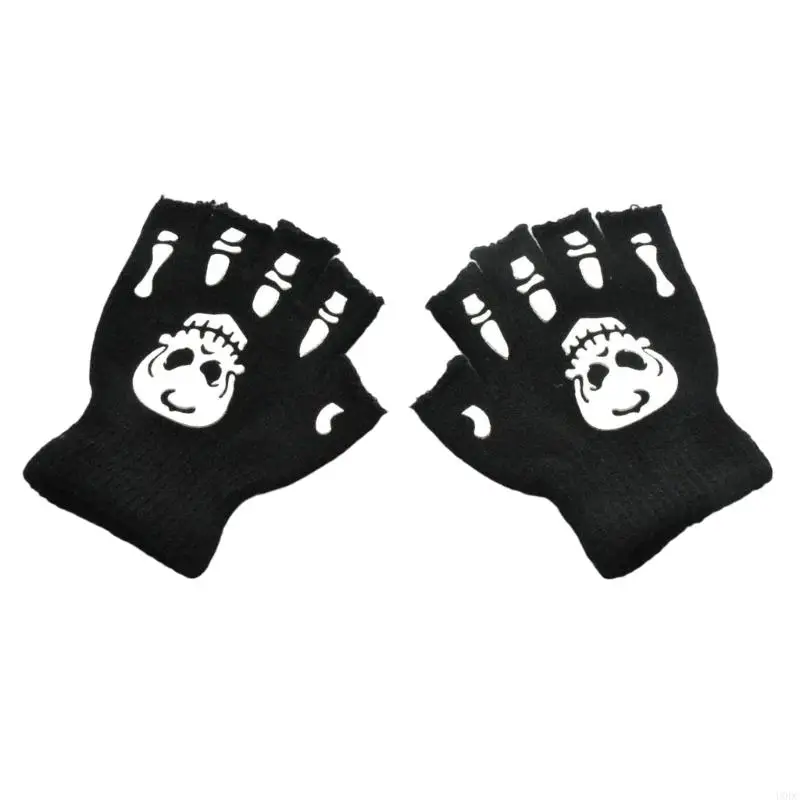 Kids Halloween Gloves With Glowing Skeleton And Skull Design Warm Mittens For Safe And Spooky Party Costume Accessory Y166