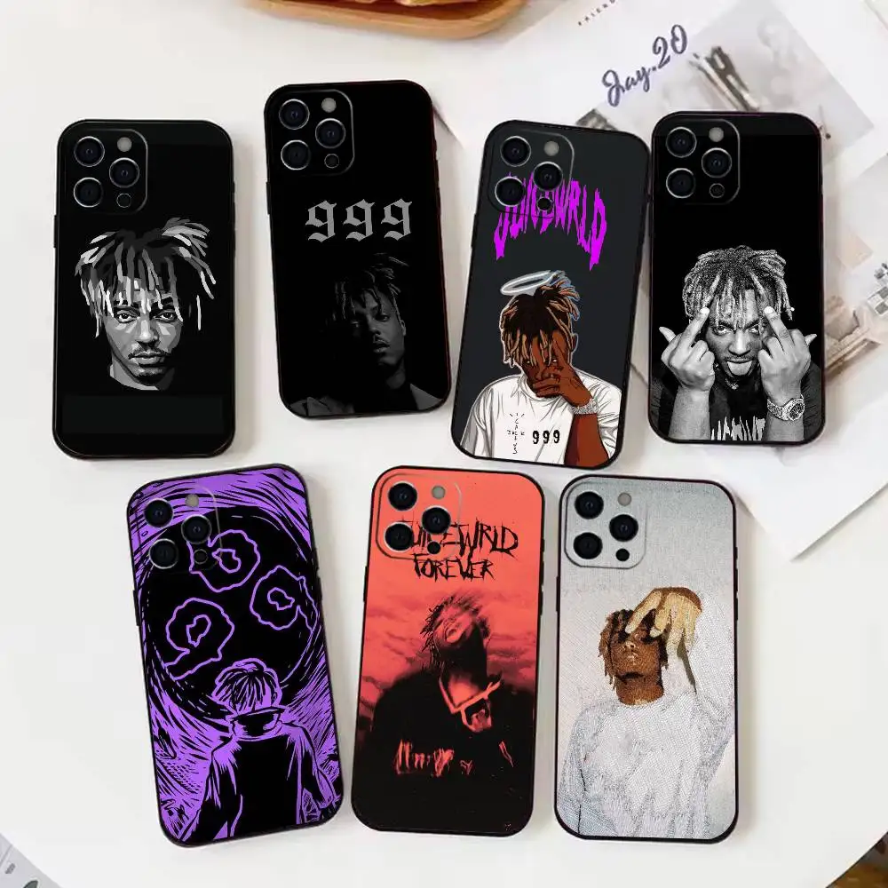

Rapper 999 J-Juice W-WRLD Phone Case For iPhone 16,15,14,13,12,17,Pro Max,Plus Silicone Black Case