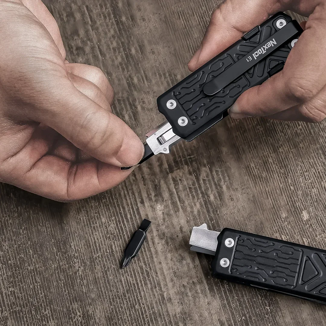 NexTool Pocket Multitool E1 10 in 1 EDC strumenti multifunzionali coltello da intaglio sostituibile forbici pieghevoli cacciavite raschietto