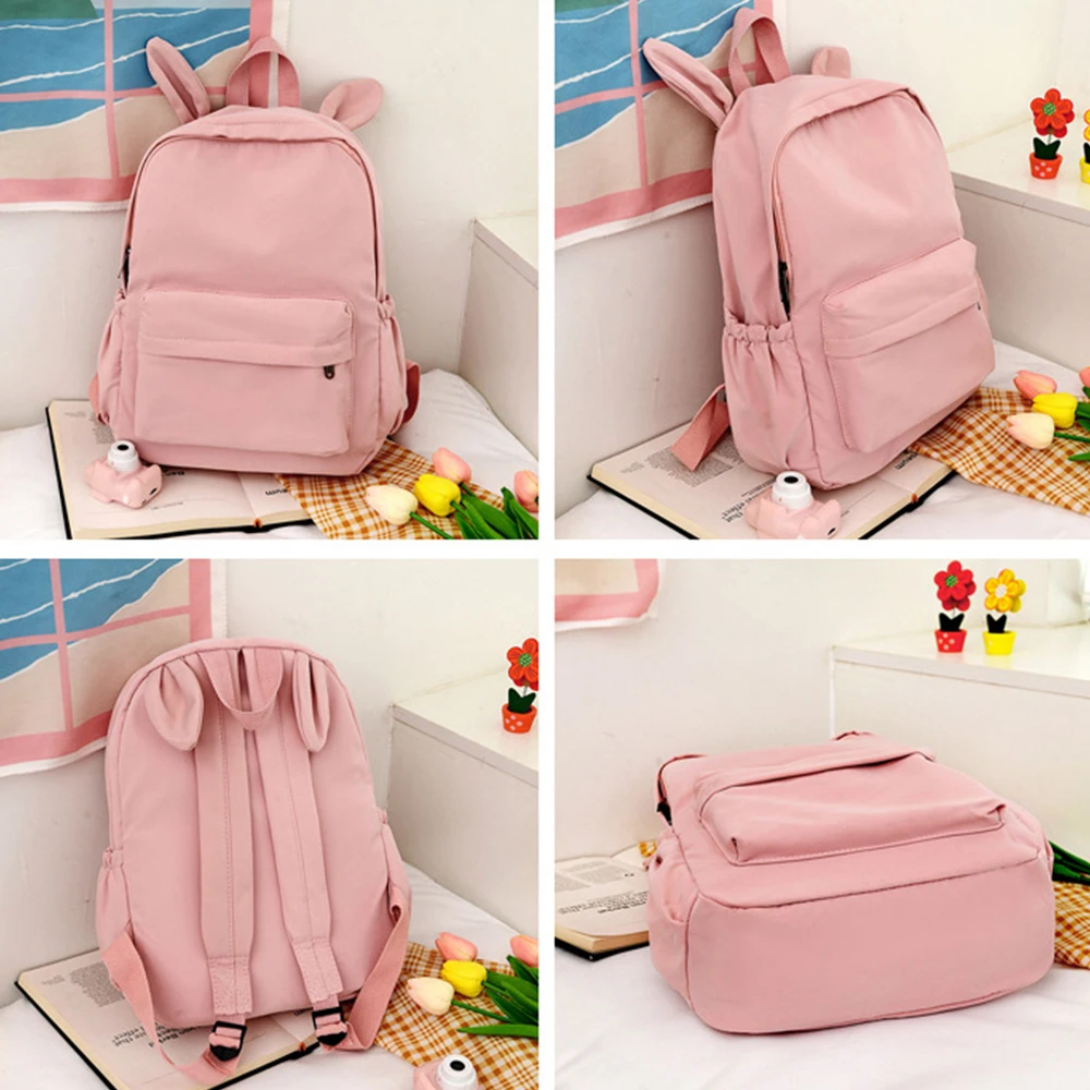 Custom Name Solid Color Rabbit School Student Backpack Embroidered Personalized Kids Fashion Large Capacity Schoolbags