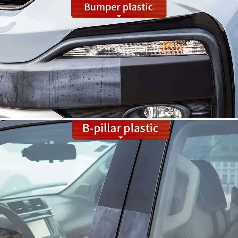 Car Plastic Restorer, Ceramic Coating, 2-3 Years of Long-Lasting Protection, Restoration and Whitening, Black Gloss, Plastic Trim and Rubber Maintenance image 5