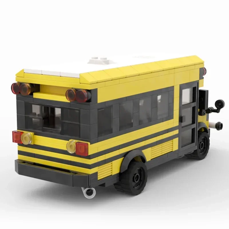 Stadsvoertuig Model Moc Bouwstenen Amerika Korte Schoolbus Technologie Modulaire Blokken Geschenken Kerstspeelgoed Diy Sets Assemblage