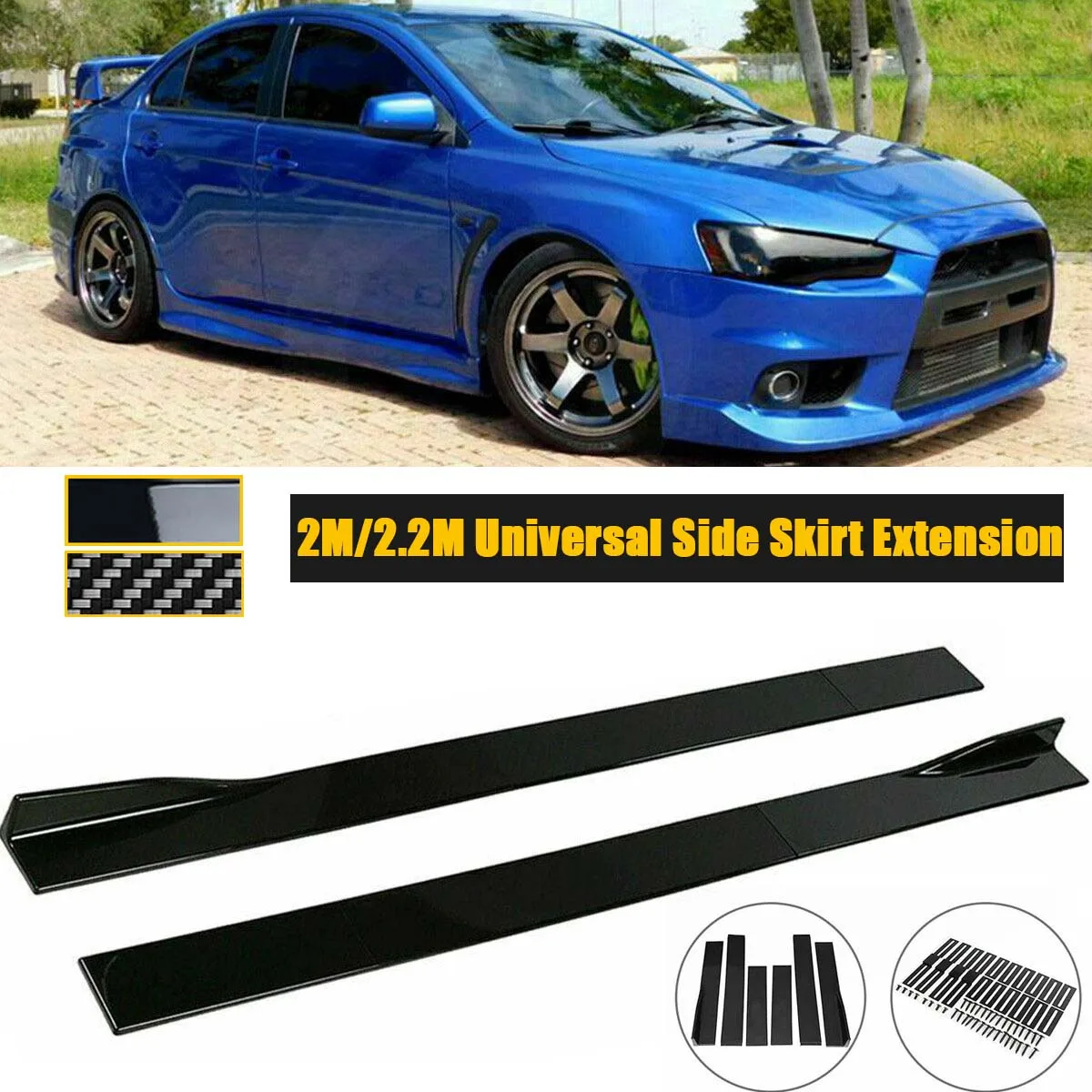 

2M / 2.2M Side Skirt Extension Kit Aprons Winglet Body Kit Universal For MITSUBISHI LANCER EVO X 10 2008-2015 Car Accessories