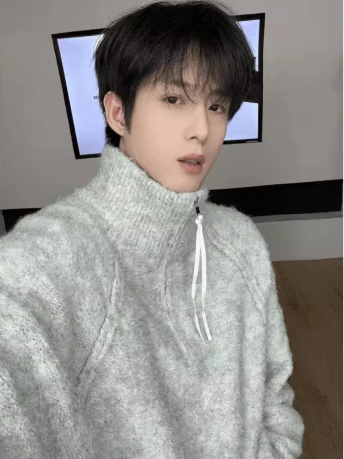 

Ay Вязаный свитер на молнии f-High Ne для мужчин, молодежный повседневный свитер с длинным светом из полиэфирного волокна, зимний сезон, модная одежда...