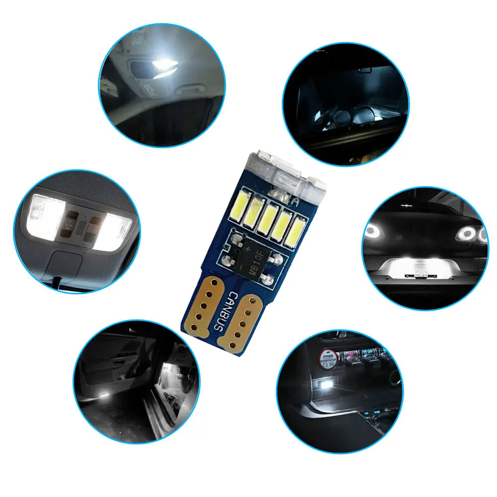 Universal LED Front Side Marker Light Bulbs White 168 192 194 T10 for Ford F150 2004-2020 Professional Interior Car Accessories