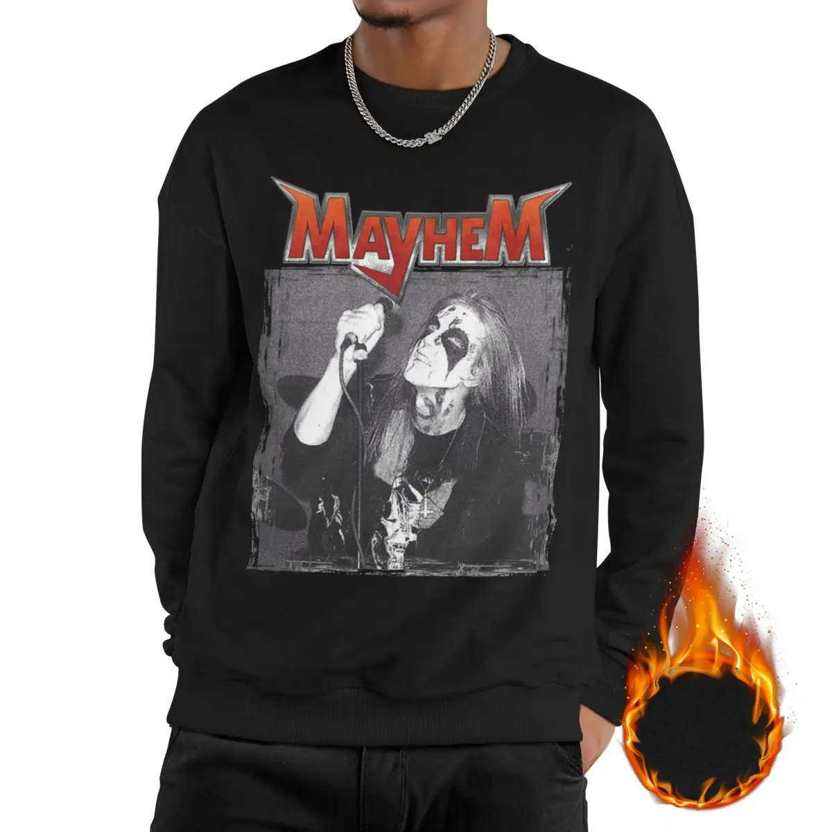 

Men's Women's Black Metal Mayhem Dead Fleece Lined Sweatshirt Warm Long Sleeve Sweatshirts Hoodie