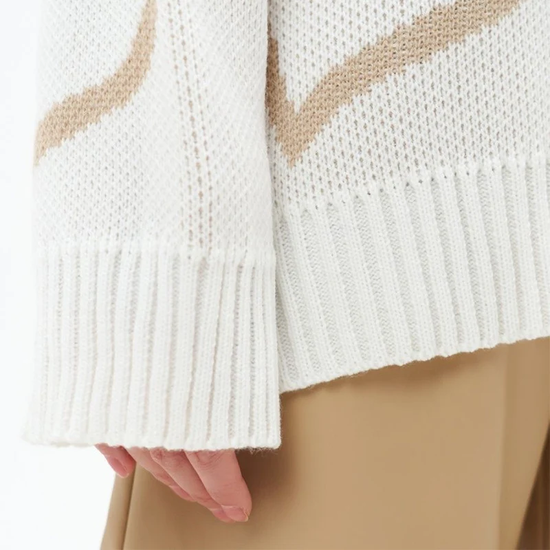 Pull Baggy imprimé cœur européen et américain pour femmes, pull tricoté de rue, couleur contrastée Y2K, col rond, automne